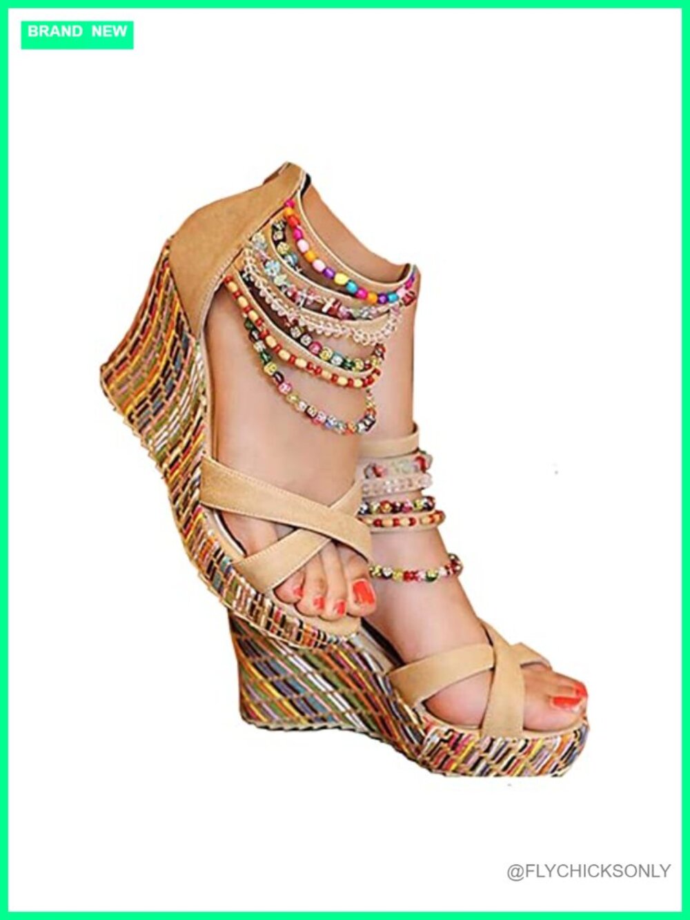 Wedge Platform Sandals Lace Flower Rhinestone Pearl Ankle Strap High Heels